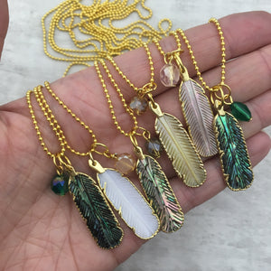 Feather Abalone Shell Necklace