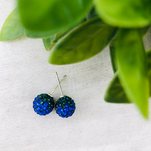 Glitterball Earrings - Bronco Blue + Green