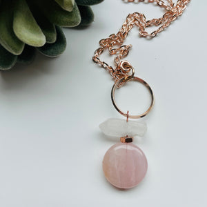 Necklace / one of a kind #52 / rosegold rose quartz
