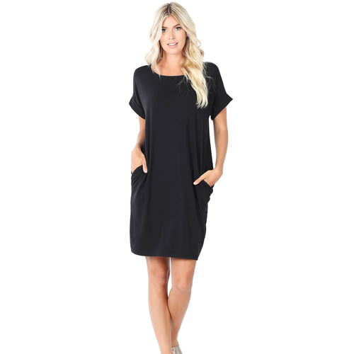 Dress Rolled Sleeve / Melanie / Round Neck