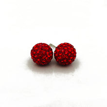 Glitterball Earrings - Red Bright Ruby