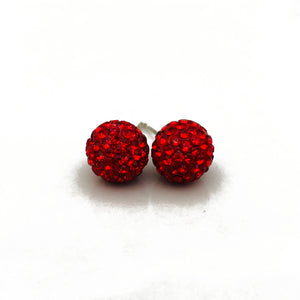 Glitterball Earrings - Red Bright Ruby