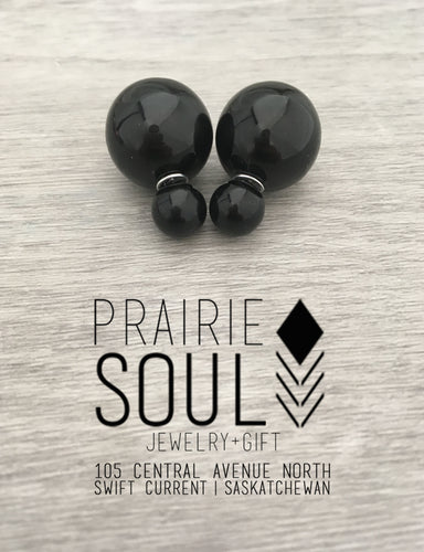 Double Sided Earrings / Glossy Black