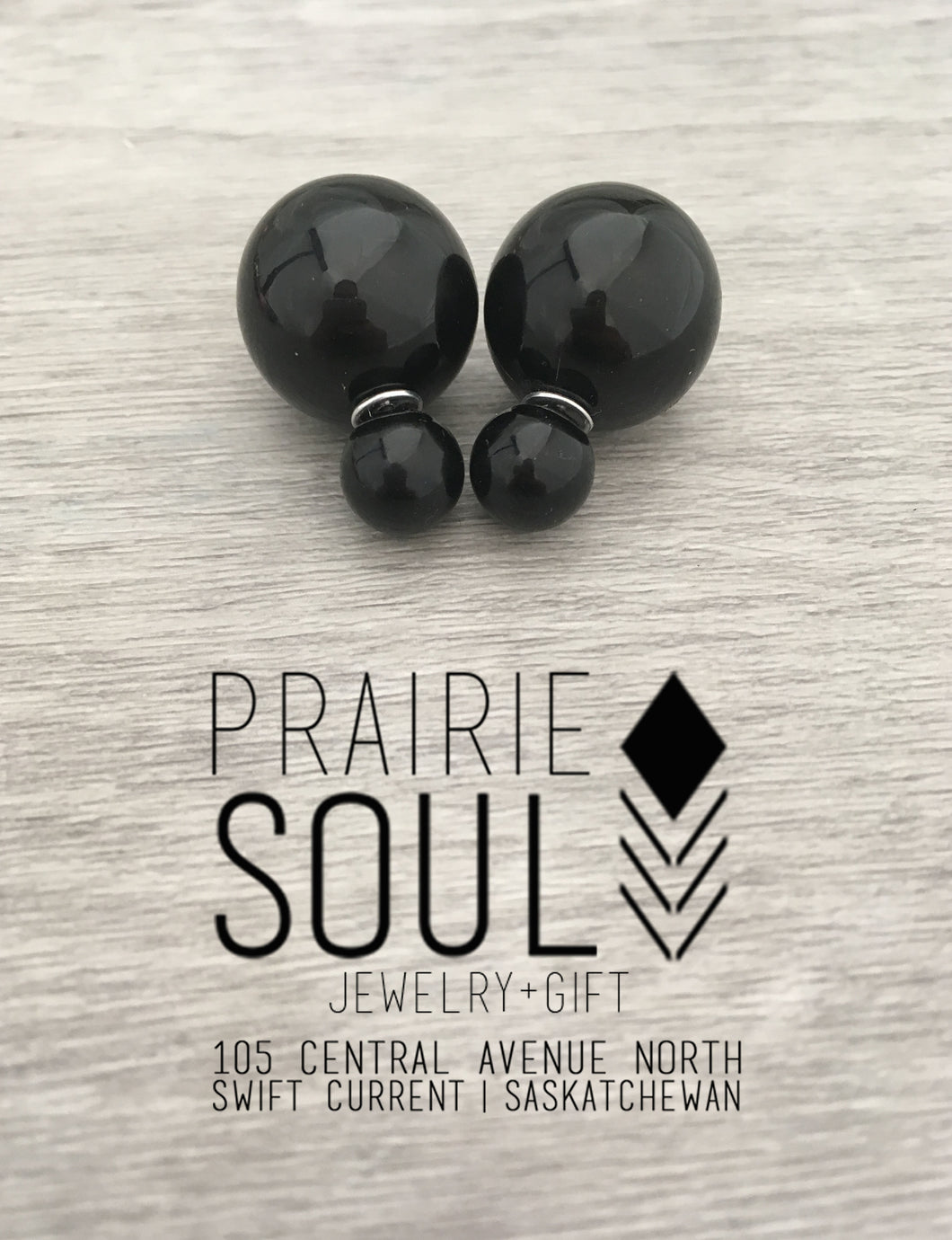 Double Sided Earrings / Glossy Black