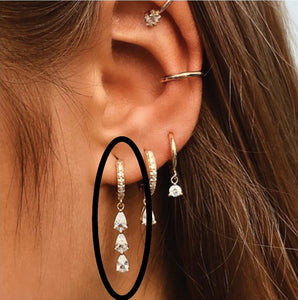 Hoop Earrings / Hanging Diamond Trio