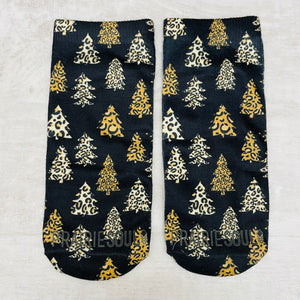 Socks Ankle / Christmas Tree Leopard Print