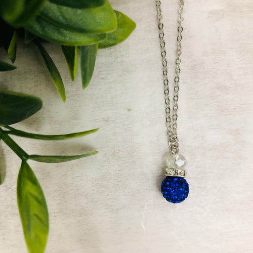 Glitterball Drop Necklace / Blue Royal