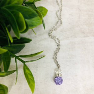 Glitterball Drop Necklace / Purple Lilac