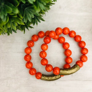Stone Stacker Bracelet / Brick Orange