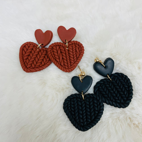 Earrings Polymer / Sweater Weather Heart Hanging