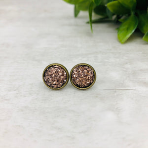 Druzy Earrings / Dome / Rose Gold