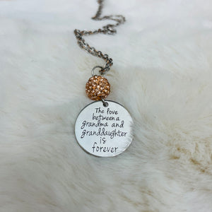 The love between a Grandma and Granddaughter is forever Coin Necklace