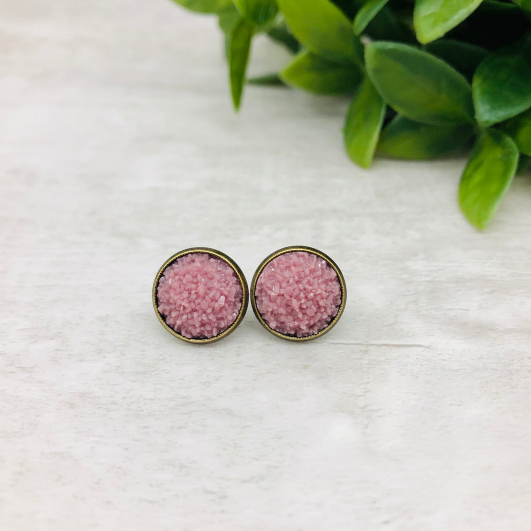 Druzy Earrings / Dome / Purple Mauve