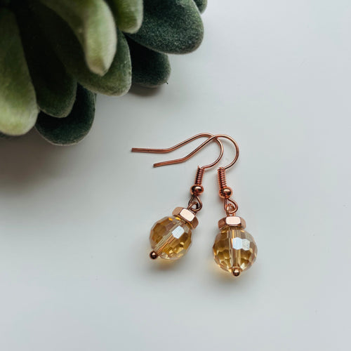 Earring / one of a kind #26 / rose gold Champagne faceted