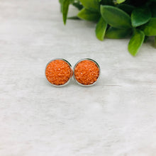 Druzy Earrings / Dome / Orange Rust