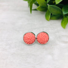Druzy Earrings / Dome / Coral