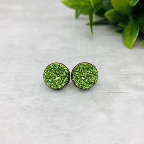 Druzy Earrings / Tall / Green