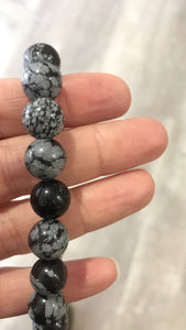 Stone Stacker Bracelet / Snowflake Obsidian
