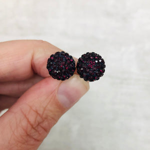 Glitterball Earrings - Purple Dark Amethyst