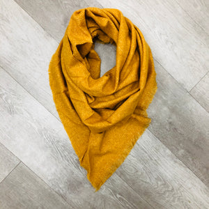 Triangle Blanket Scarf / Yellow Mustard Flecks