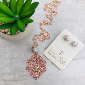 Filigree Diamond Rose Gold Necklace