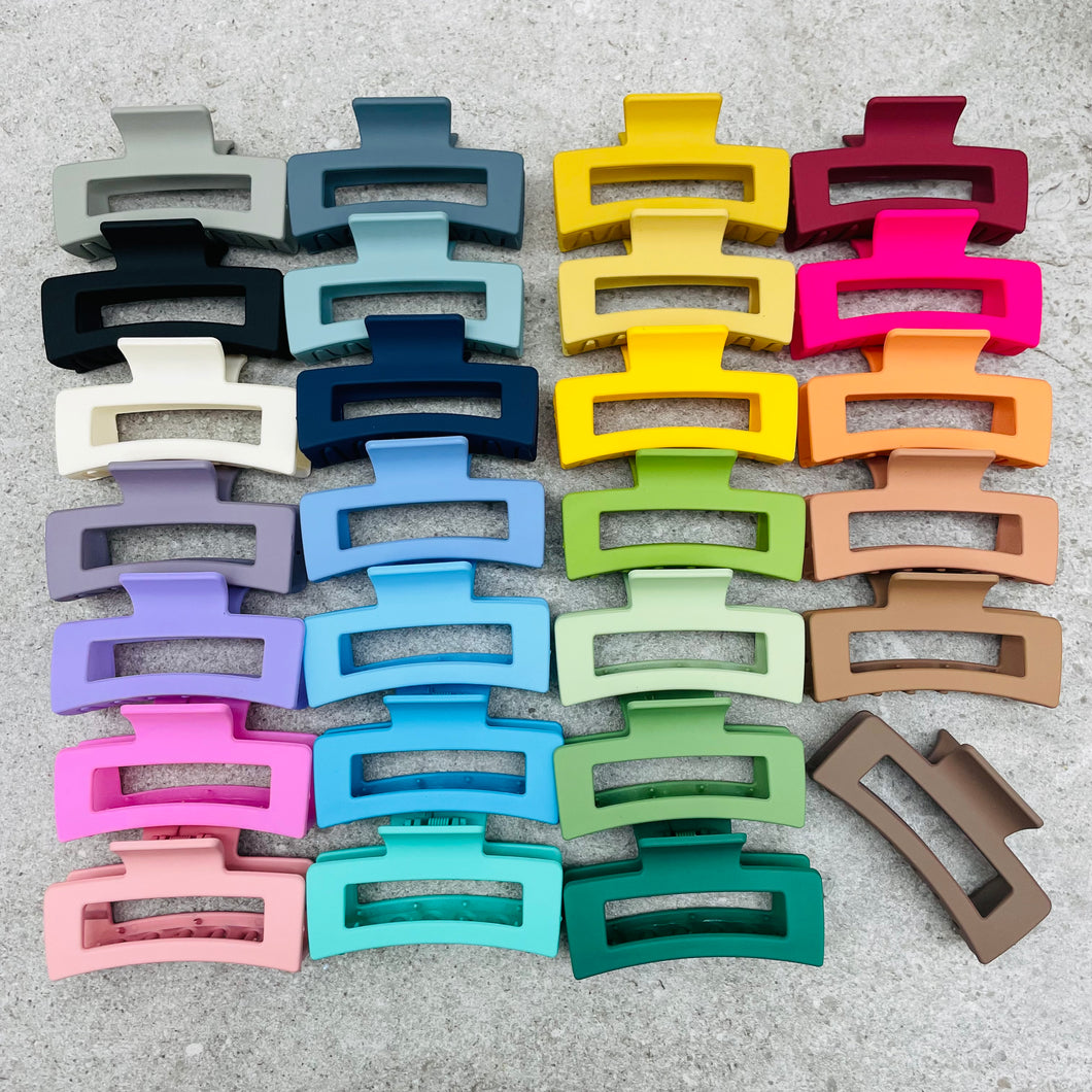 Hair Claw / Small Rectangle Hollow Matte Solid