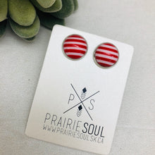 Druzy Earrings / Stripes / Red Candy Cane
