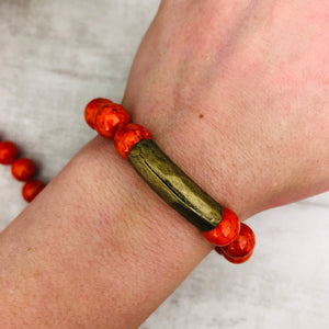 Stone Stacker Bracelet / Brick Orange