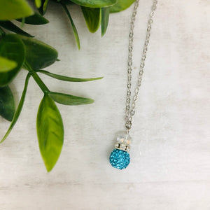 Glitterball Drop Necklace / Blue Aqua