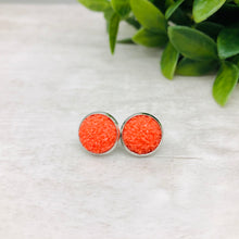 Druzy Earrings / Dome / Orange Tiger Lily