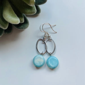 Earring / one of a kind #36 / silver turquoise stone