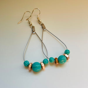 Earring / one of a kind #67 / tear turquoise rose gold