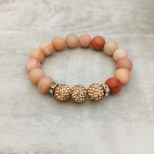 Stone Stacker Bracelet / Fuzzy Peach with Rose Gold