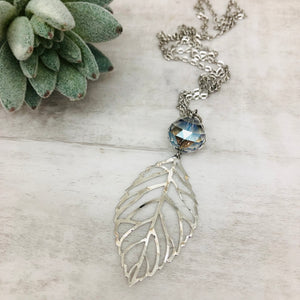 Necklace /  Filigree Leaf / Prism Circle
