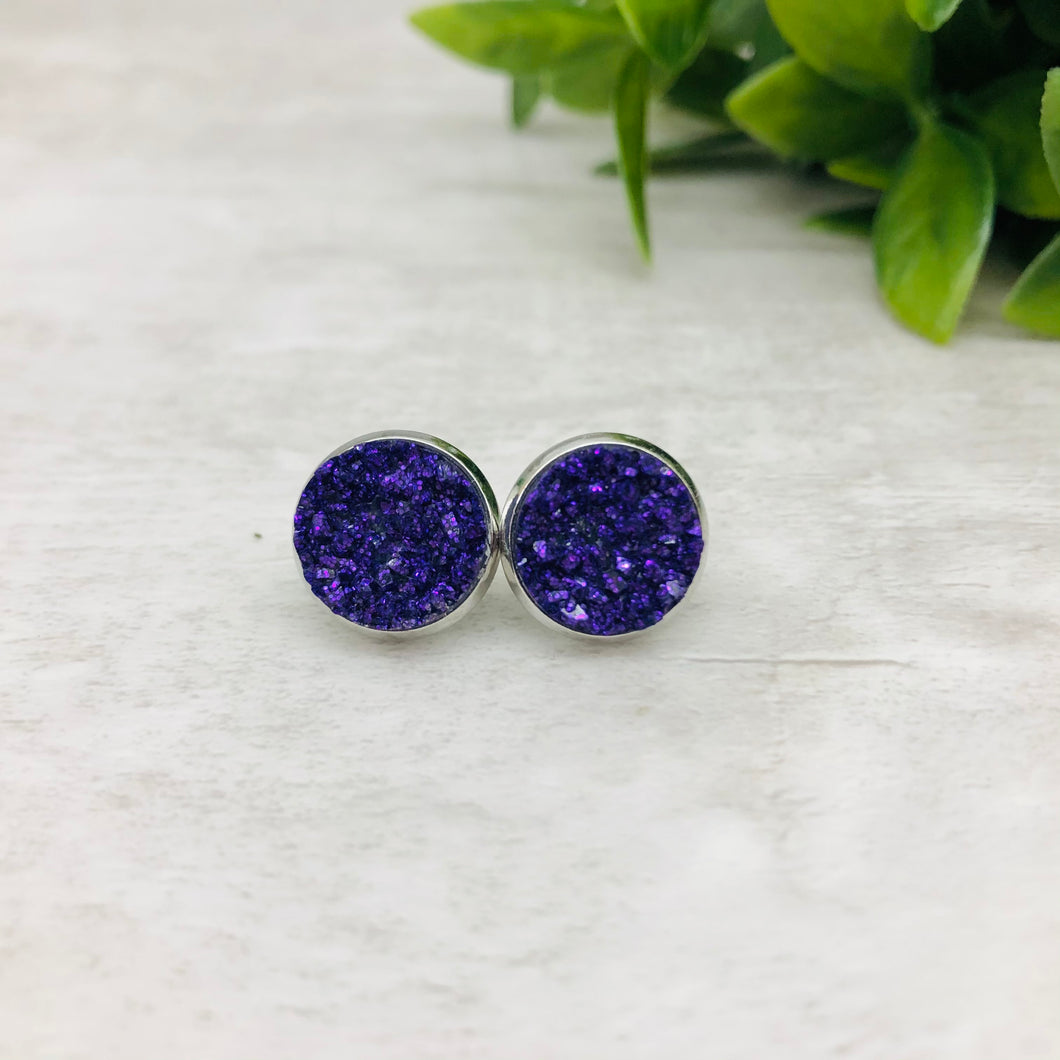 Druzy Earrings / Original / Purple Dark