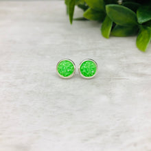 Druzy Earrings / Dome / Green Neon
