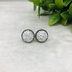 Druzy Earrings / Dome / Silver