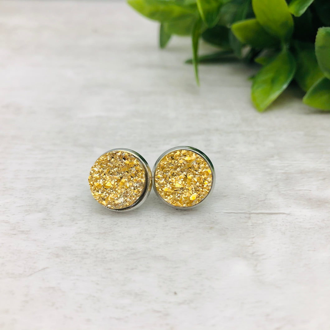 Druzy Earrings / Tall / Gold