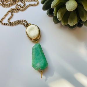 Necklace / one of a kind #7 / gold + green gemstone