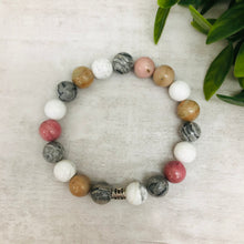 Stone Stacker Bracelet / Mix: pink, white, grey
