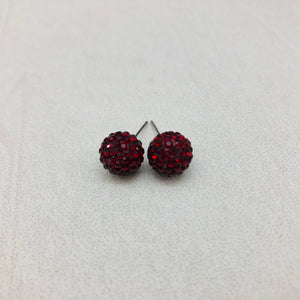 Glitterball Earrings - Red Dark Garnet
