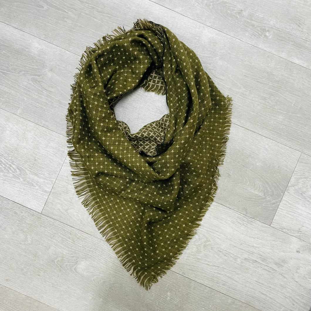 Triangle Blanket Scarf / Reversible Green