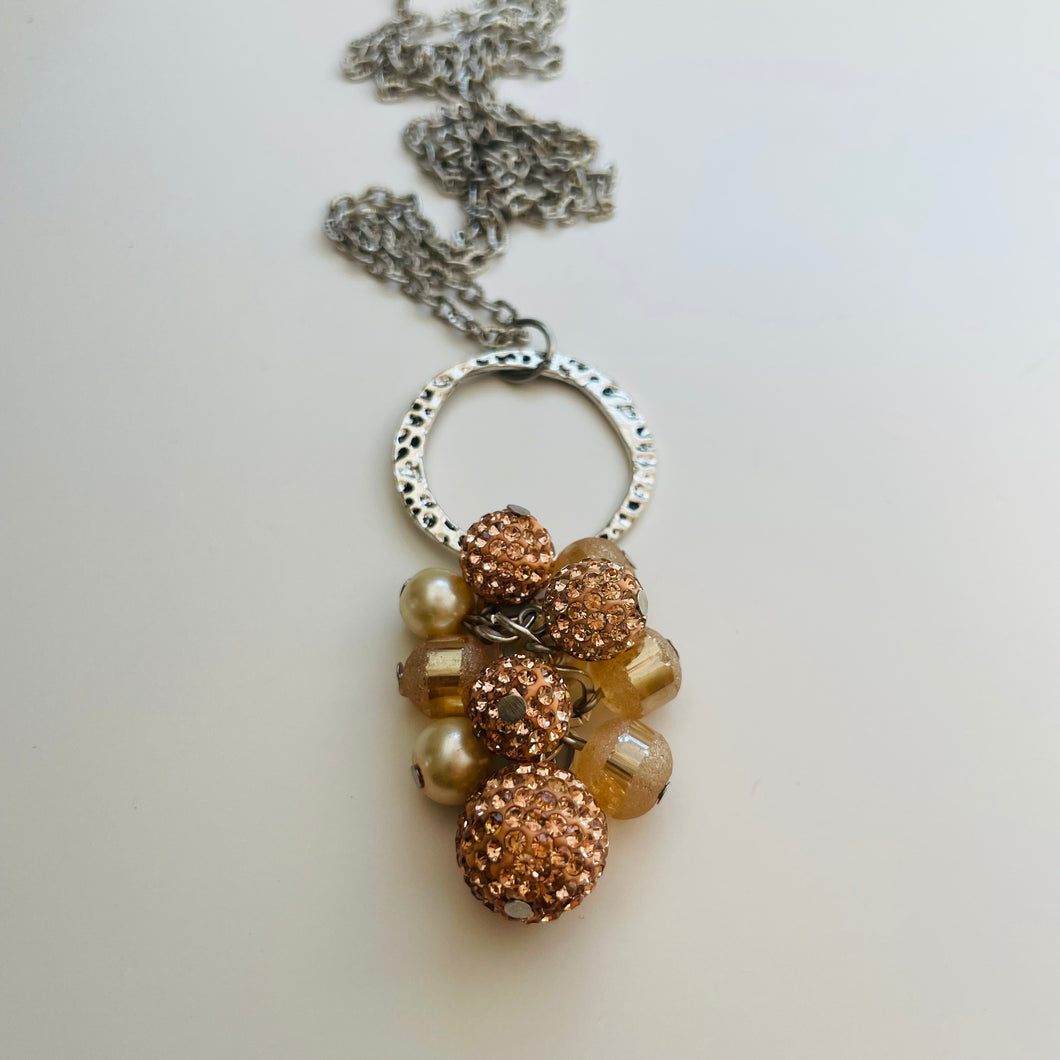 Cluster Necklace / Glitterball #26 / silver Rose gold Pearl
