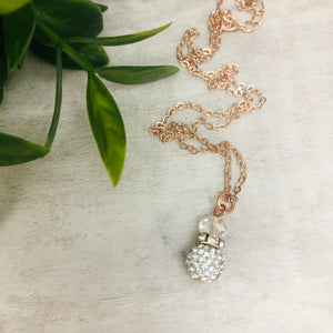Glitterball Drop Necklace / White