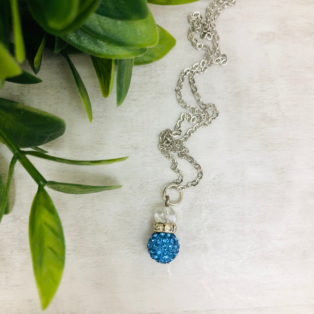Glitterball Drop Necklace / Blue Sapphire