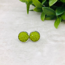Druzy Earrings / Dome / Green Olive