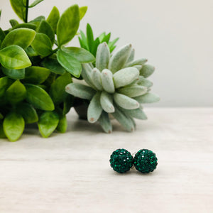 Glitterball Earrings - Green Emerald