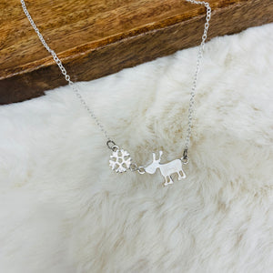 Dainty Necklace Reindeer and Snowflake