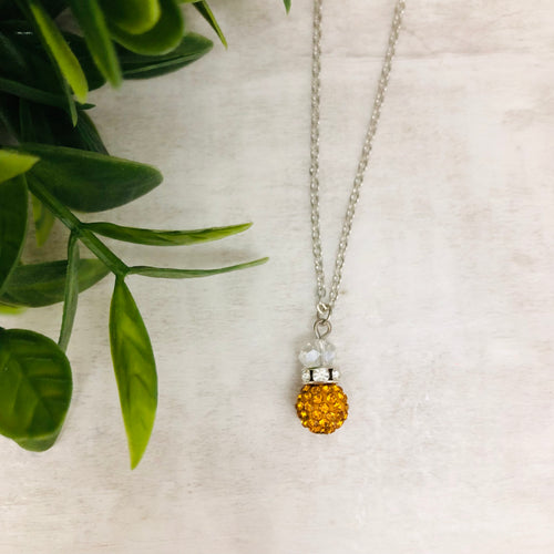 Glitterball Drop Necklace / Yellow Orange