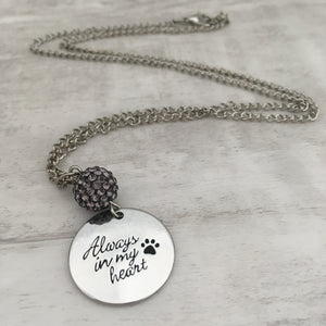 Always in my Heart Paw Coin Necklace